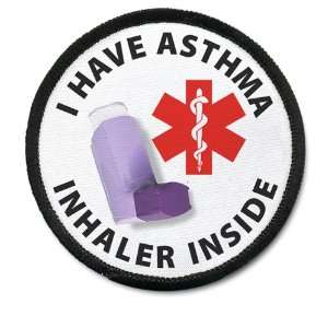 ASTHMA INHALER INSIDE Black Rim Medical Alert 2.5 inch Sew on Patch