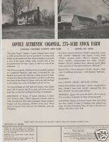 c1950 Real Estate Flyer Canaan NY Stock Farm, Colonial  