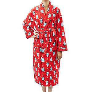 Leisureland Womens Cotton Flannel Novelty Animal Print Robe Panda Red