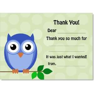  Hes a Hoot Blue Fill In Thank You Notes