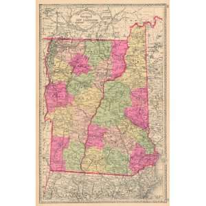  Tunison 1887 Antique Map of Vermont & New Hampshire