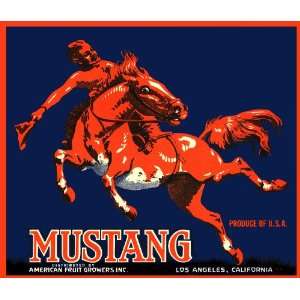  Inches Poster. Mustang Fruit Ad, California. Decor with Unusual 