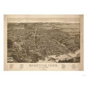  Knoxville, Tennessee   Panoramic Map Giclee Poster Print 