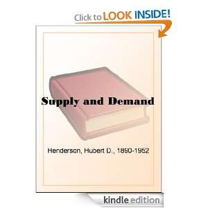 Supply and Demand Hubert D. Henderson  Kindle Store