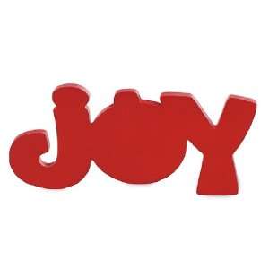  Set of 2 Red Wooden JOY Sign or Shelf Sitter