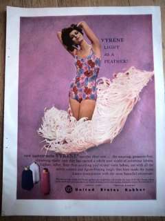 1961 United States Rubber Lastex Vyrene Swimsuit Ad  