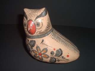 Vintage Mexican Pottery BURNISHED Owl   Mexico  