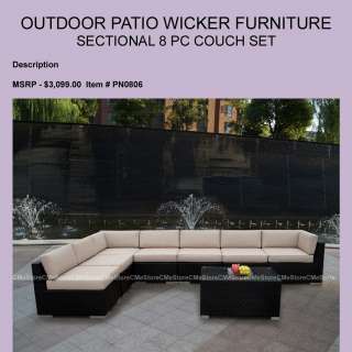 Outdoor Patio Wicker Furniture 8pc Deep Seating Set  