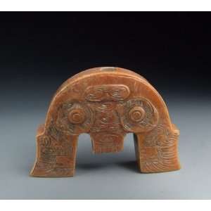  Jade Huang Funeral Object with Mask Pattern from Liangzhu Culture 