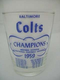 1959 BALTIMORE COLTS CHAMPIONS GLASS JOHNNY UNITAS  