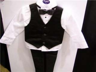 Baby Boy BLACK Tuxedo tail suit/Christening Baptism/wedding/LARGE/12 