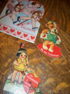 Vintage 1939 Valentine 3 pc Fold Out Card Stick Horse Indian  