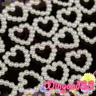 30 pcs Nail Art Acrylic Decoration Hollow Heart Shaped Beads Stickers 