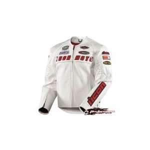  ICON AUTOMAG HERO LEATHER JACKET CRUSADER WHITE MD 
