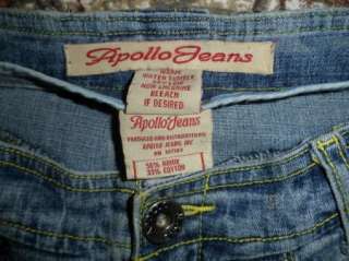 APOLLO jrs sz 9 /10 Low Rise Stretch Flare JEANS WHISKERED Pintuck 