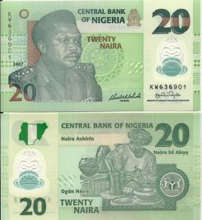 Nigeria 20 Naira Polymer African World Paper Money 2007  