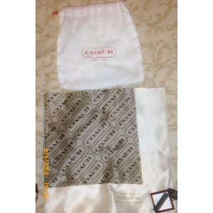   Silk Scarf New with Tag. Khaki and Coach White , Apprx 21x21 Beauty
