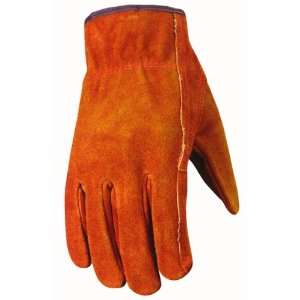 Wells Lamont 1015M Suede Work Gloves with Bucktan Split Cowhide, Patch 