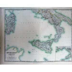  Map South Italy Sardinia Atlas Sicily Lipari Naples