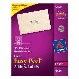 Avery Easy Peel Clear Mailing Labels for Laser Printers, 1 x 2.62 