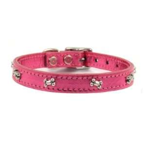  22 Metallic Pink Bones Leather Dog Collar By Furry