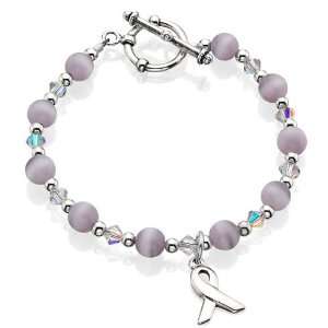  Beaded Awareness Bracelet   Lavender (7) Jewelry