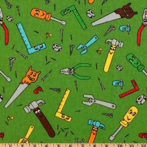  43 Wide Camelot Flannel Tools Green Fabric By The Yard 