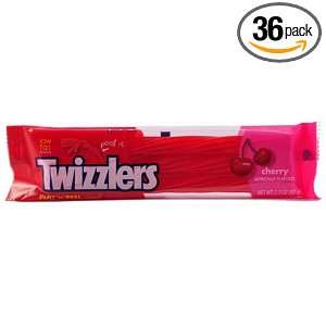 Twizzlers Pull n Peel Candy, Cherry, 2.2 Ounce Packages (Box of 36 