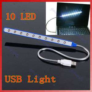 New USB 10 LED Super Bright Flexible Light Lamp For PC Notebook Laptop 