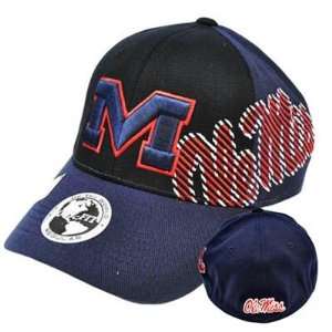   Ole Miss Rebels Top World Navy Blue Red Hat Flex Stretch Fit Sports