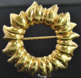   Vintage Tiffany & Co 18K Yellow Gold Sunflower Circle Pin Brooch