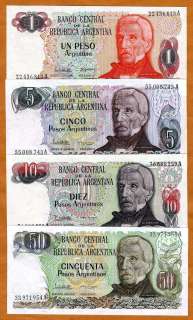 Argentina SET 1;5;10;50 Peso Argentinos 1983   1985 UNC  