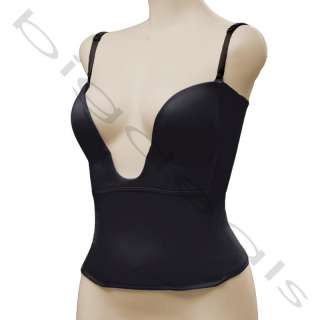 DEEP U plunge V bra CAMISOLE longline bustier CLEAVAGE  