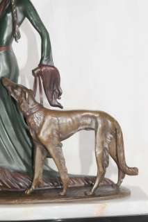 Signed Poertzel Art Deco Bronze Aristocrats Borzoi Dogs  