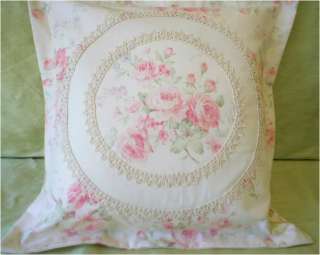 Coral Pink Roses,14 In. Pillow, Crocheted Lace  