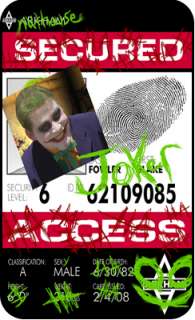 Joker Arkham Asylum id cards Costume Cosplay  