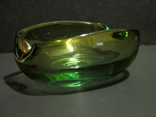 Vintage Scandinavian Type Glass Ashtray Bowl Green Blue  