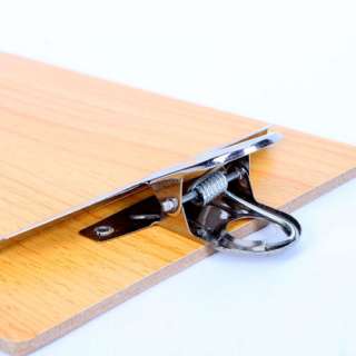 Letter Size Aluminum Clip Wooden Desk Top Type Clipboard Beige New 