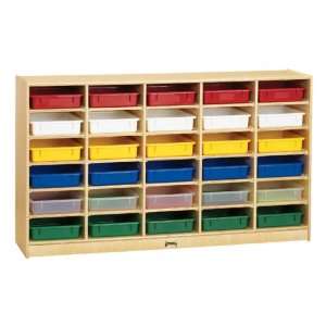   Birch Paper Tray Cubby Unit 30 Cubbies with Colorful Trays Baby
