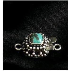  AAA CARICO LAKE TURQUOISE CUSHION CLASP STERLING 6.3m 