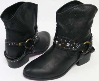 Twiggy LONDON Black Ankle Boot Decorative Studs Sz 6.5 NEW 2ND  