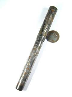 antique Art Nouveau Waterman Ideal fountain pen; made of a dark brown 
