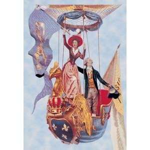  Vintage Art Wave in the Air   French Ballon ascenion with 