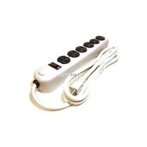 Outlet Power Strip   90 Joules   Metal w/ 6ft Cord (White) [Office 