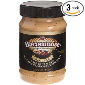 Baconnaise Bacon Flavor Spread, 15 Ounce Jars (Pack of 3 