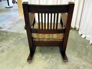 Antique Dark Oak Mission Arts & Crafts Rocking Chair  