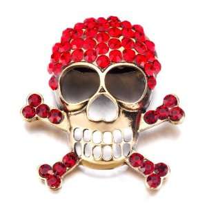   Halloween Skull Red Crystal Brooches And Pins Gift Pugster Jewelry