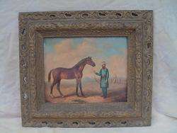 ORIENTALIST TURKISH MAN & HORSE ORNATE ANTIQUE FRAME  