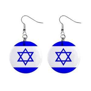 Israel Flag Dangle Button Earrings Jewelry 1 inch Buttons 15365049