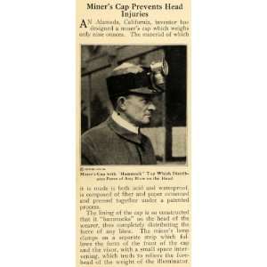  1921 Print Miners Cap Head Injury Alameda California 